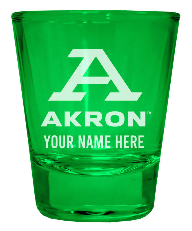 Akron Zips Customizable Engraved Full Color 2oz Shot Glass Green Officially Licensed Collegiate Product 4-Pack