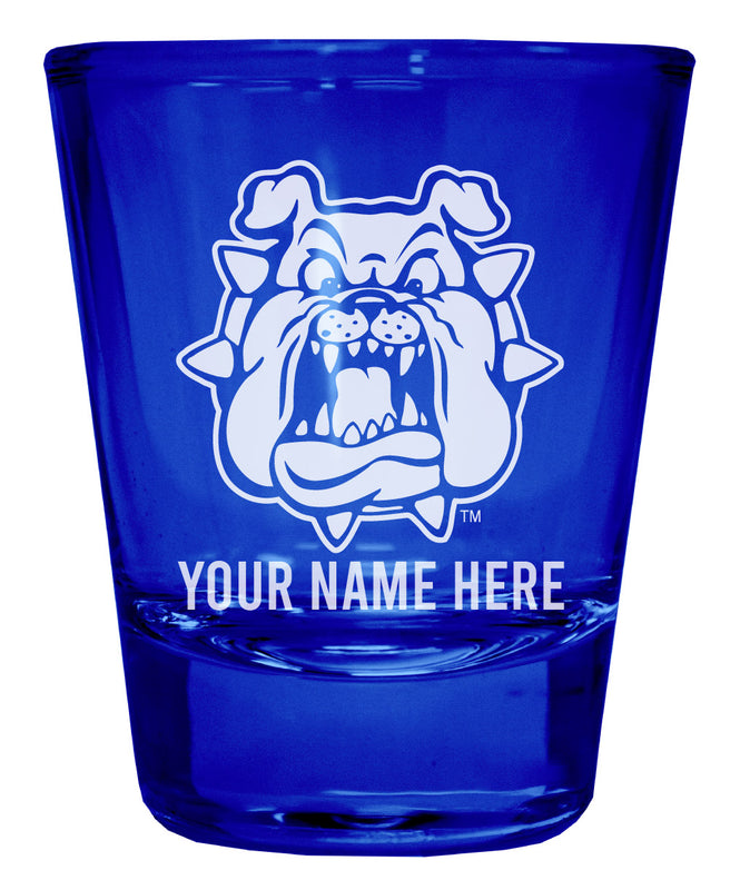 Fresno State Bulldogs Customizable Engraved Full Color 2oz Shot Glass Blue Officially Licensed Collegiate Product Single
