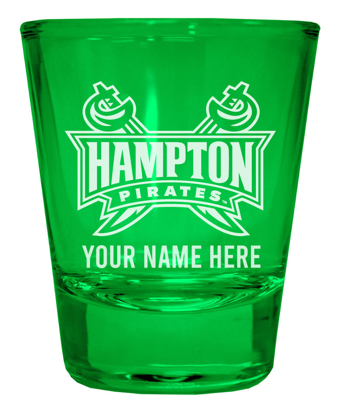 Hampton University Customizable Engraved Full Color 2oz Shot Glass Green Officially Licensed Collegiate Product 4-Pack