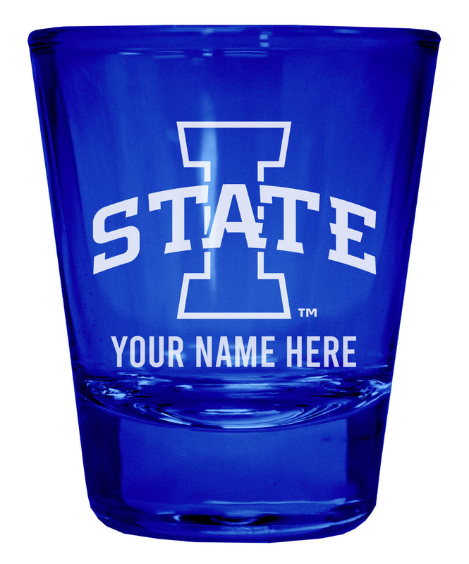 Iowa State Cyclones Customizable Engraved Full Color 2oz Shot Glass Blue Officially Licensed Collegiate Product 2-Pack