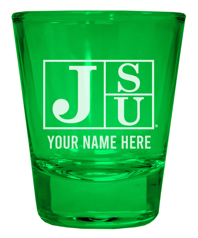 Jackson State University Customizable Engraved Full Color 2oz Shot Glass Green Officially Licensed Collegiate Product 2-Pack