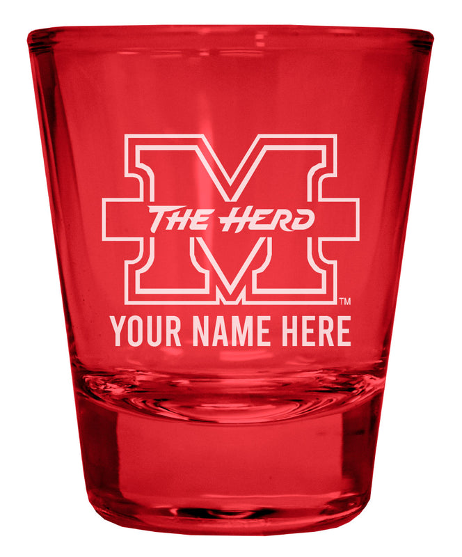 Marshall Thundering Herd Customizable Engraved Full Color 2oz Shot Glass Red Officially Licensed Collegiate Product 4-Pack
