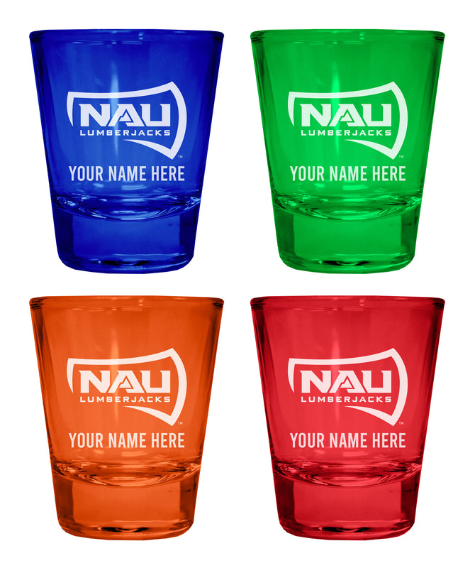 Northern Arizona University Customizable Engraved Full Color 2oz Shot Glass Multicolor Officially Licensed Collegiate Product 4-Pack