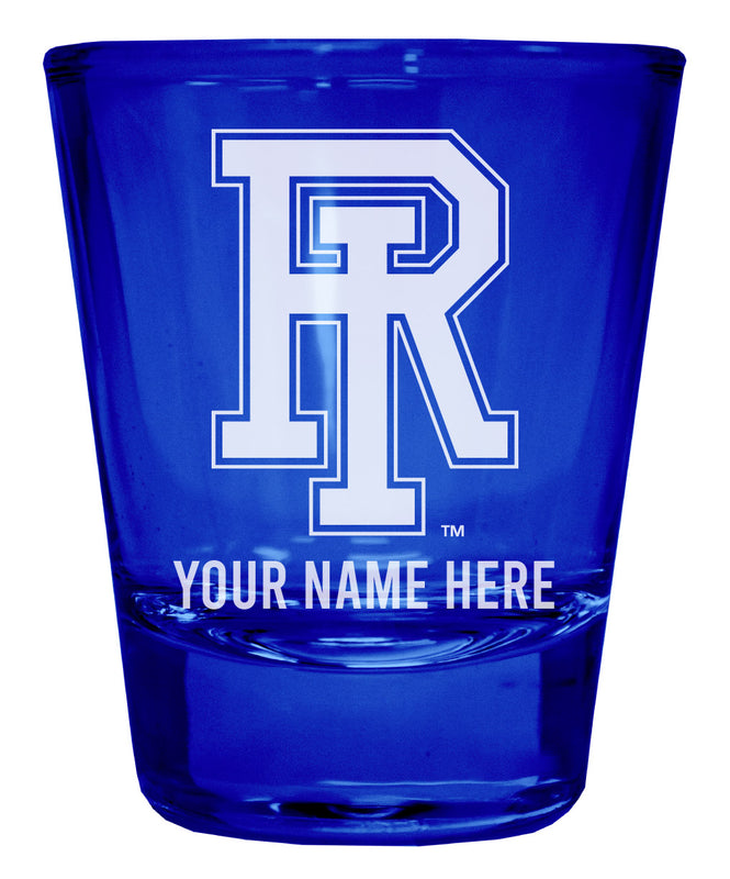 Rhode Island University Customizable Engraved Full Color 2oz Shot Glass Blue Officially Licensed Collegiate Product Single