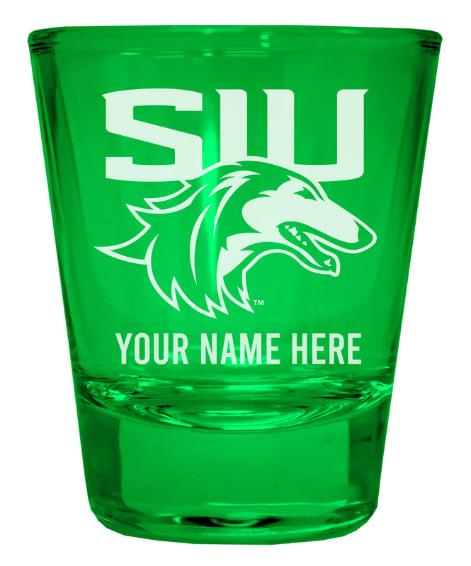 Southern Illinois Salukis Customizable Engraved Full Color 2oz Shot Glass Green Officially Licensed Collegiate Product Single