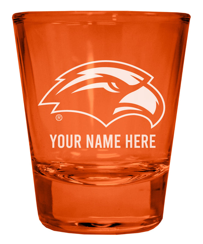 Southern Mississippi Golden Eagles Customizable Engraved Full Color 2oz Shot Glass Orange Officially Licensed Collegiate Product 4-Pack