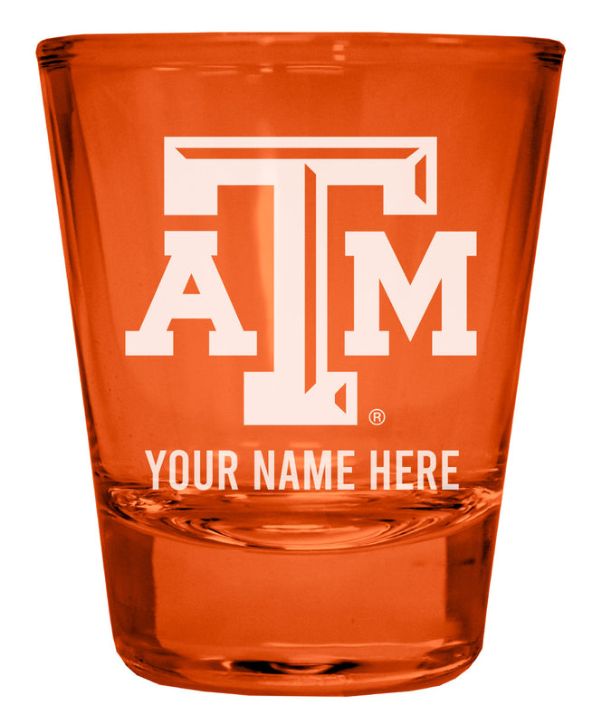 Texas A&M Aggies Customizable Engraved Full Color 2oz Shot Glass Orange Officially Licensed Collegiate Product Single