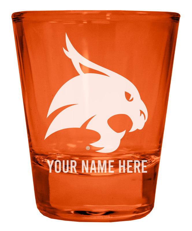 Texas State Bobcats Customizable Engraved Full Color 2oz Shot Glass Orange Officially Licensed Collegiate Product 4-Pack