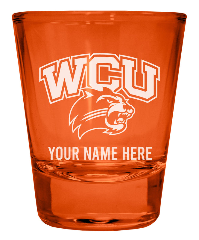 Western Carolina University Customizable Engraved Full Color 2oz Shot Glass Orange Officially Licensed Collegiate Product 4-Pack