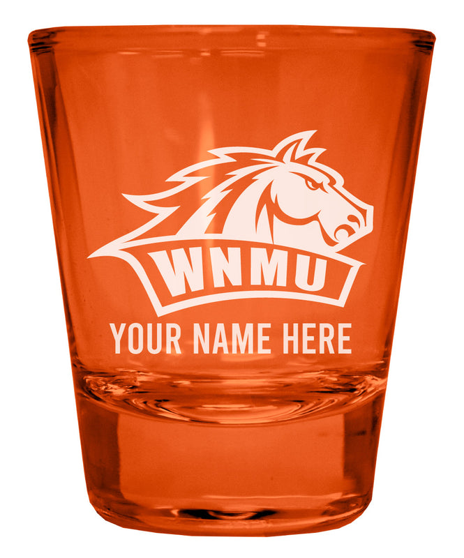 Western New Mexico University Customizable Engraved Full Color 2oz Shot Glass Orange Officially Licensed Collegiate Product 4-Pack