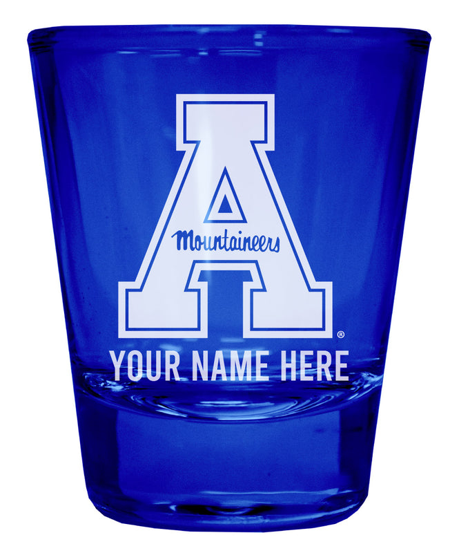 Appalachian State Officially Licensed Personalized Engraved Full Color 2 oz Shot Glass Blue