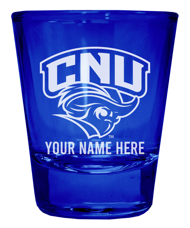 Christopher Newport Captains Officially Licensed Personalized Engraved Full Color 2 oz Shot Glass Blue