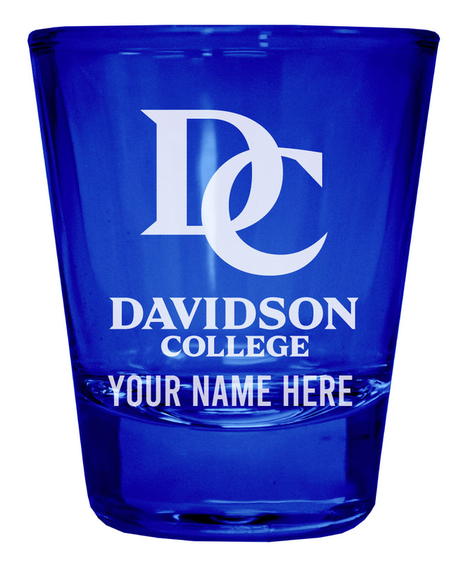 Davidson College Officially Licensed Personalized Engraved Full Color 2 oz Shot Glass Blue