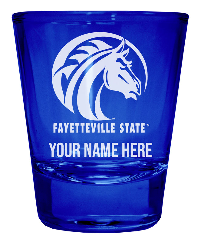 Fayetteville State University Officially Licensed Personalized Engraved Full Color 2 oz Shot Glass Blue