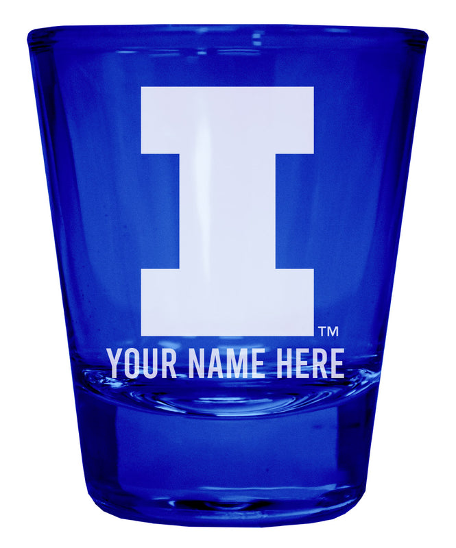 Illinois Fighting Illini Officially Licensed Personalized Engraved Full Color 2 oz Shot Glass Blue