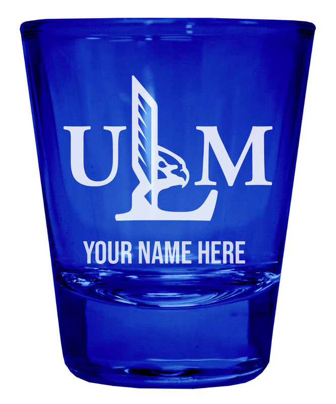 University of Louisiana Monroe Officially Licensed Personalized Engraved Full Color 2 oz Shot Glass Blue