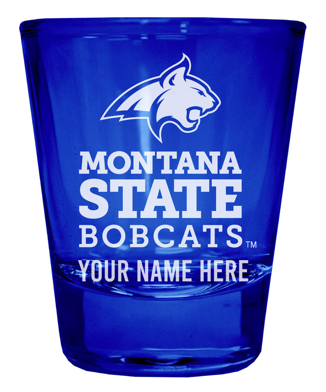 Montana State Bobcats Officially Licensed Personalized Engraved Full Color 2 oz Shot Glass Blue
