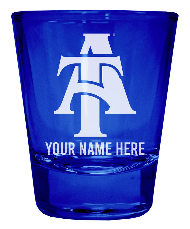 North Carolina A&T State Aggies Officially Licensed Personalized Engraved Full Color 2 oz Shot Glass Blue