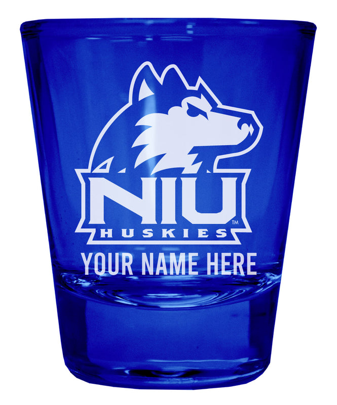 Northern Illinois Huskies Officially Licensed Personalized Engraved Full Color 2 oz Shot Glass Blue