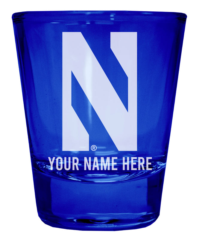 Northwestern University Wildcats Officially Licensed Personalized Engraved Full Color 2 oz Shot Glass Blue