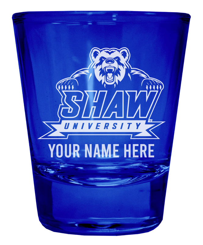Shaw University Bears Officially Licensed Personalized Engraved Full Color 2 oz Shot Glass Blue