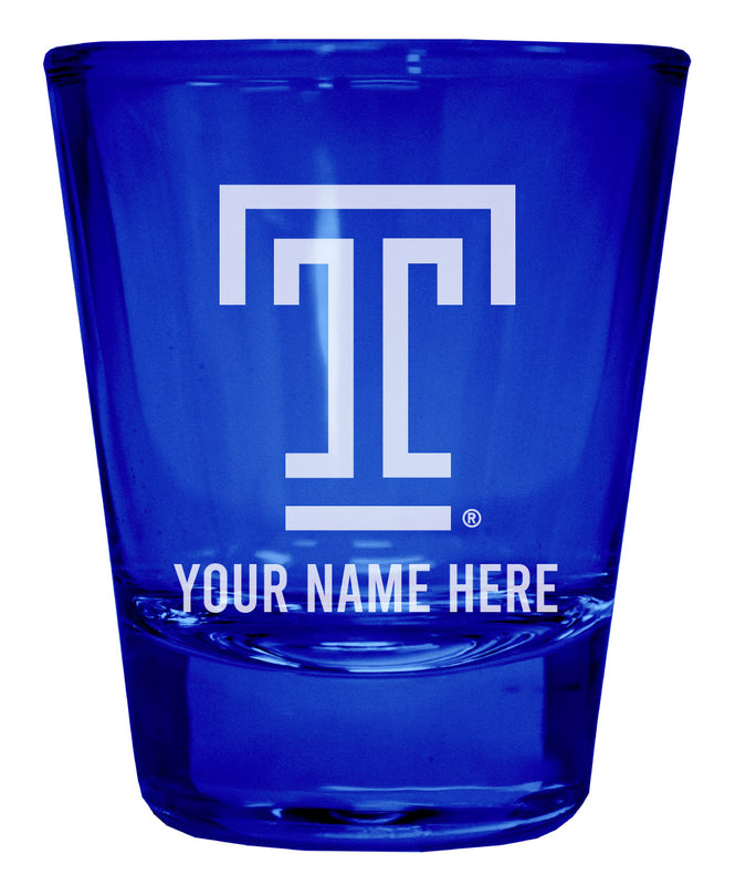 Temple University Officially Licensed Personalized Engraved Full Color 2 oz Shot Glass Blue