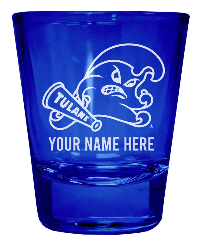 Tulane University Green Wave Officially Licensed Personalized Engraved Full Color 2 oz Shot Glass Blue