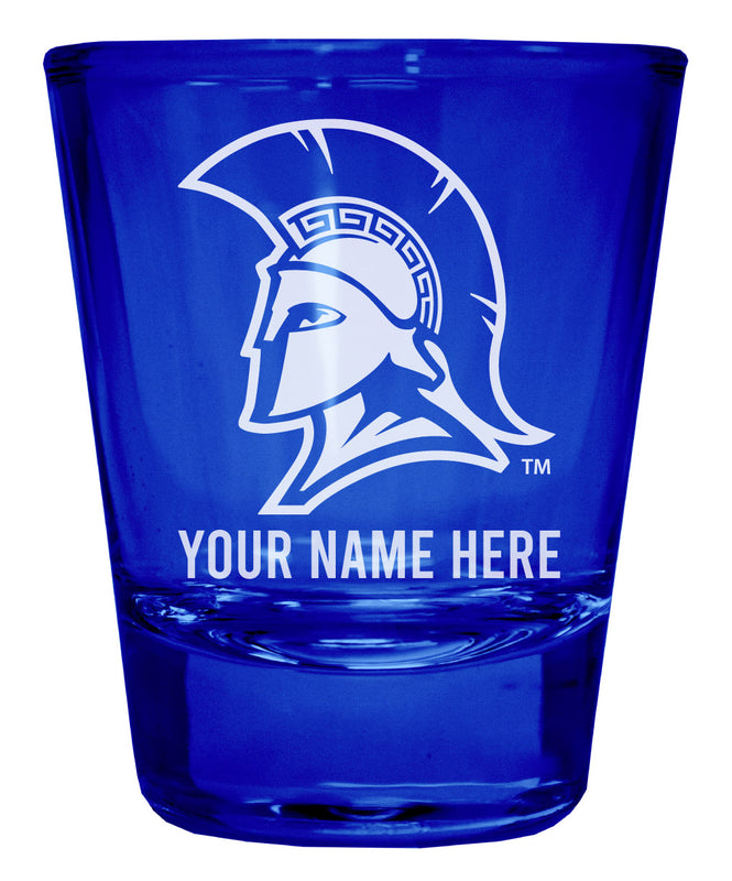 North Carolina Greensboro Spartans Officially Licensed Personalized Engraved Full Color 2 oz Shot Glass Blue