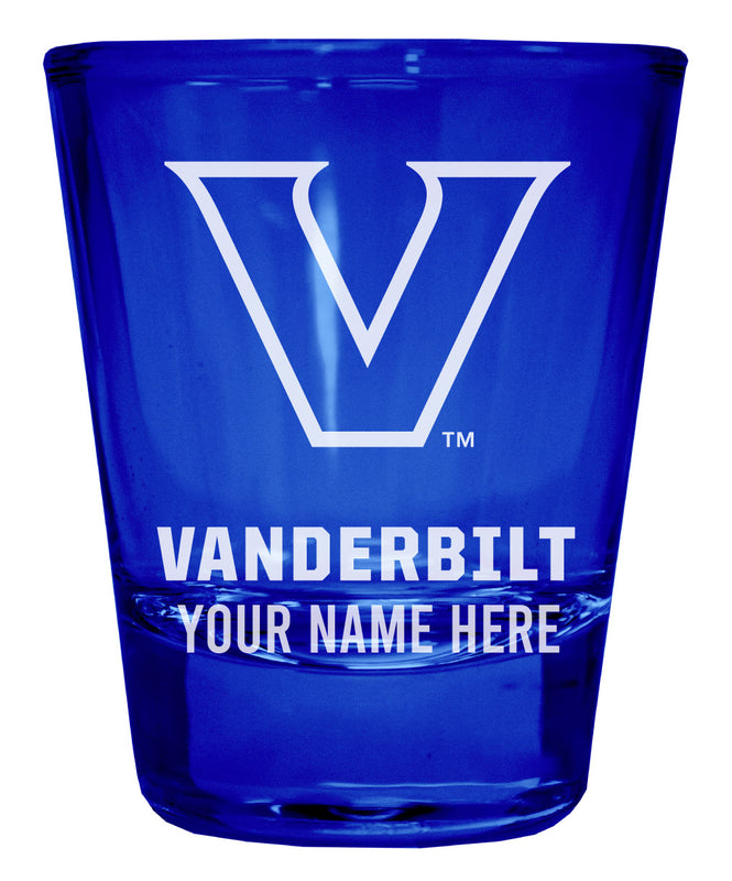 Vanderbilt University Officially Licensed Personalized Engraved Full Color 2 oz Shot Glass Blue