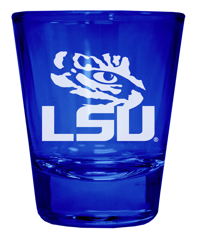 LSU Tigers Engraved Full Color 2oz Shot Glass Blue Officially Licensed Collegiate Product 4-Pack
