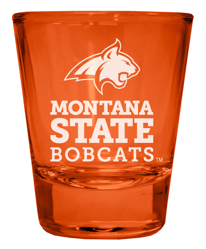 Montana State Bobcats Engraved Full Color 2oz Shot Glass Orange Officially Licensed Collegiate Product 2-Pack