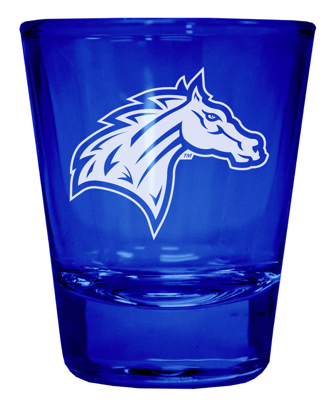 Rider University Broncs Engraved Full Color 2oz Shot Glass Blue Officially Licensed Collegiate Product Single