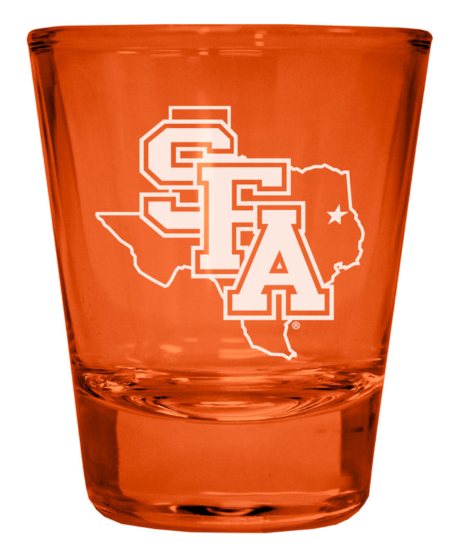 Stephen F. Austin State University Engraved Full Color 2oz Shot Glass Orange Officially Licensed Collegiate Product 4-Pack