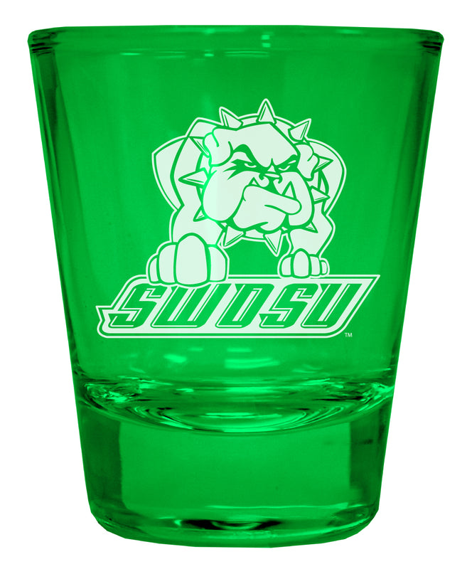 Southwestern Oklahoma State University Engraved Full Color 2oz Shot Glass Green Officially Licensed Collegiate Product Single