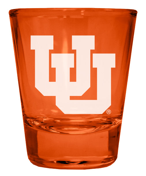 Utah Utes Engraved Full Color 2oz Shot Glass Orange Officially Licensed Collegiate Product 4-Pack