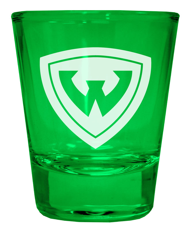 Wayne State Engraved Full Color 2oz Shot Glass Green Officially Licensed Collegiate Product Single