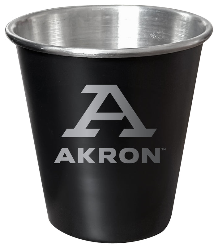 Akron Zips Engraved 2oz Tin Shot Glass Black Matte Coating Officially Licensed Collegiate Product Single