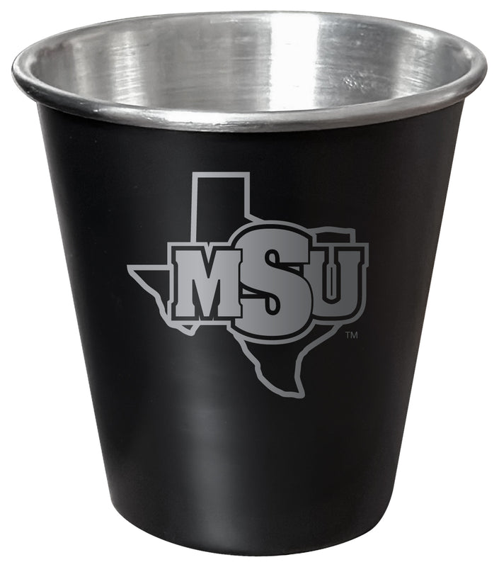 Midwestern State University Mustangs Engraved 2oz Tin Shot Glass Black Matte Coating Officially Licensed Collegiate Product Single