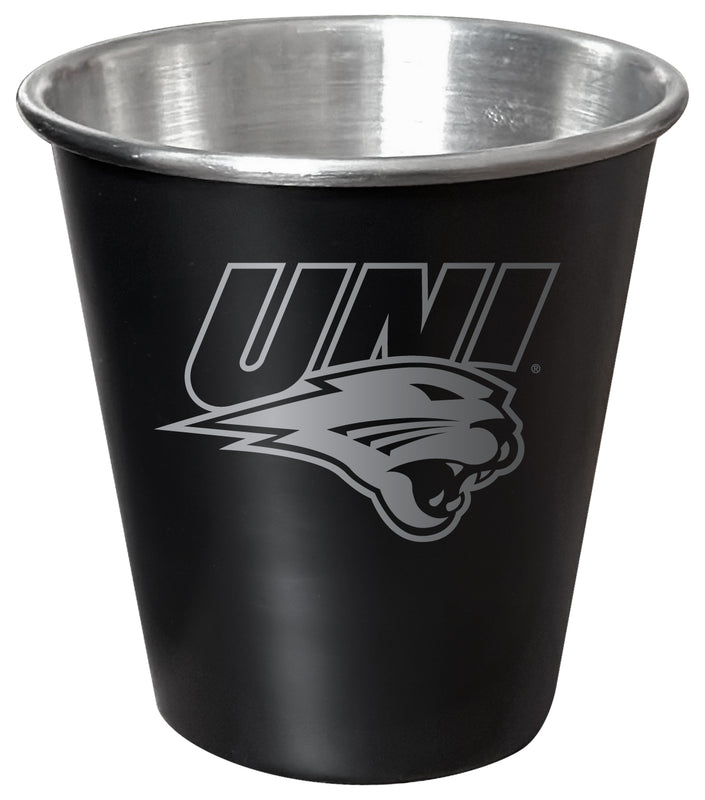 Northern Iowa Panthers Engraved 2oz Tin Shot Glass Black Matte Coating Officially Licensed Collegiate Product 4-Pack