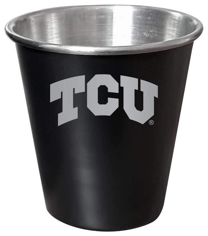 Texas Christian University Engraved 2oz Tin Shot Glass Black Matte Coating Officially Licensed Collegiate Product