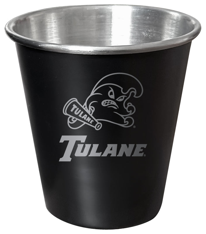 Tulane University Green Wave Engraved 2oz Tin Shot Glass Black Matte Coating Officially Licensed Collegiate Product Single