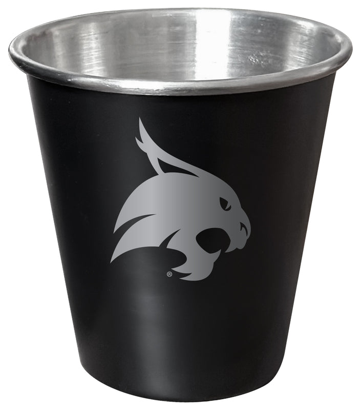 Texas State Bobcats Engraved 2oz Tin Shot Glass Black Matte Coating Officially Licensed Collegiate Product Single