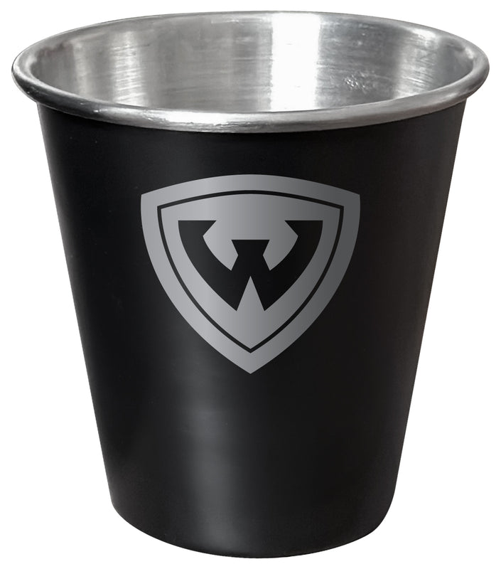 Wayne State Engraved 2oz Tin Shot Glass Black Matte Coating Officially Licensed Collegiate Product Single