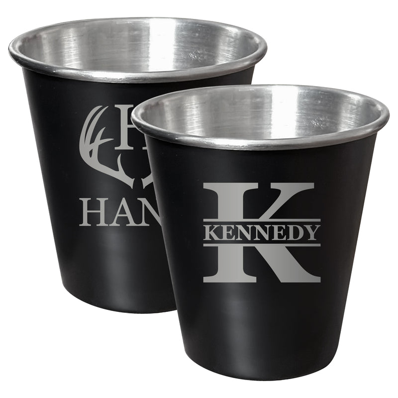 Customizable Engraved 2oz Tin Shot Glass Personalized with Custom Text Monogram