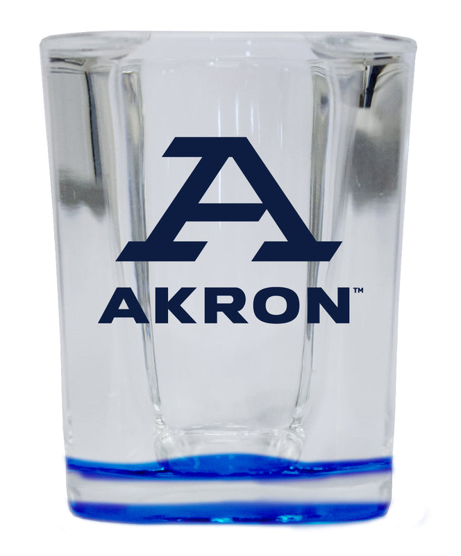 Akron Zips 2 Ounce Shot Glass Square Blue Base Officially Licensed Collegiate Product Single