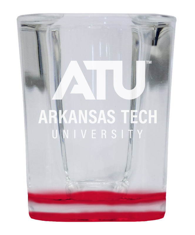 Arkansas Tech University 2 Ounce Engraved Shot Glass Square Red Base Officially Licensed Collegiate Product 4-Pack