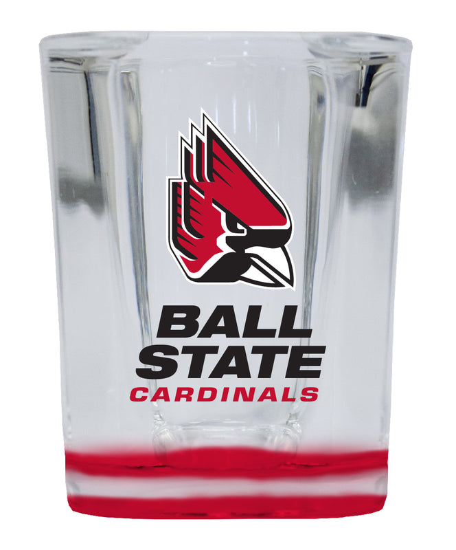 Ball State University 2 Ounce Shot Glass Square Red Base Officially Licensed Collegiate Product Single