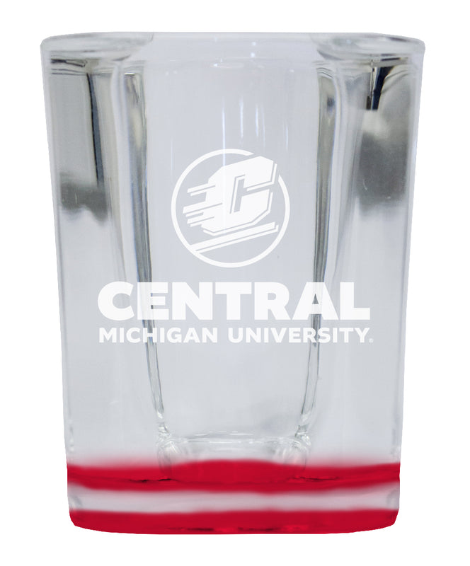 Central Michigan University 2 Ounce Engraved Shot Glass Square Red Base Officially Licensed Collegiate Product 4-Pack