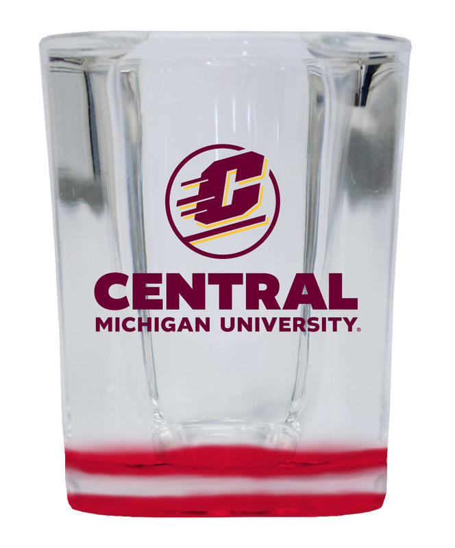 Central Michigan University 2 Ounce Shot Glass Square Red Base Officially Licensed Collegiate Product 4-Pack