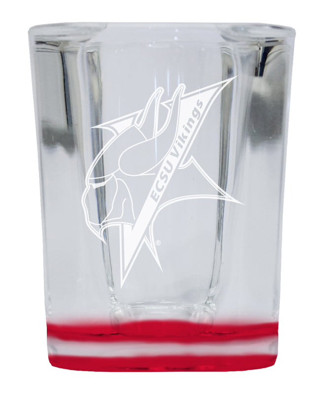 Elizabeth City State University 2 Ounce Engraved Shot Glass Square Red Base Officially Licensed Collegiate Product 4-Pack